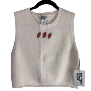 Bouffants and Broken Hearts Strawberry Knit Sweater Vest Artsy Dopamine Med NWT